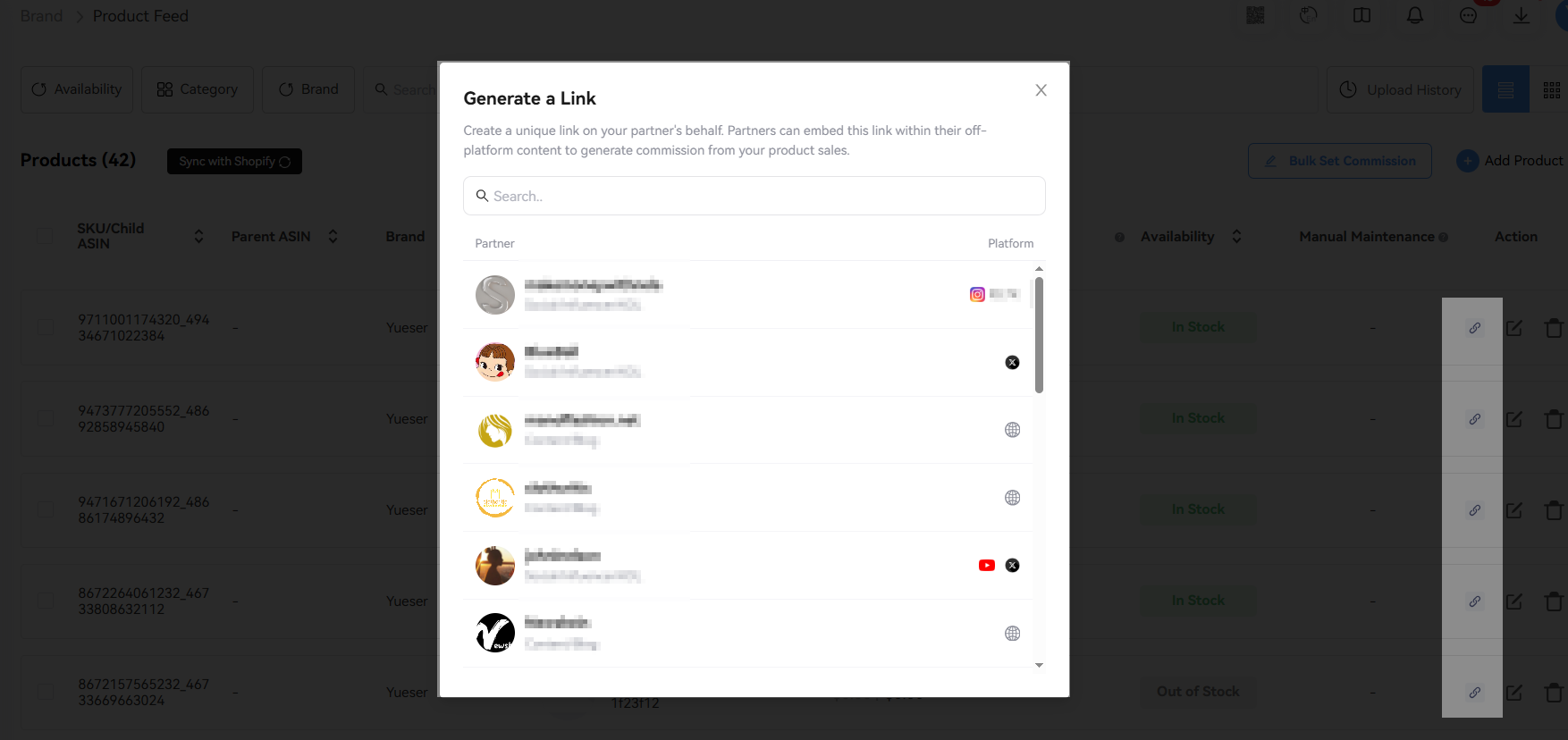 Generate a Link on Product Feed
